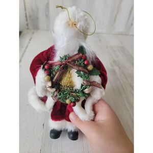 Plush Santa Claus doll ornament wreath Xmas decor